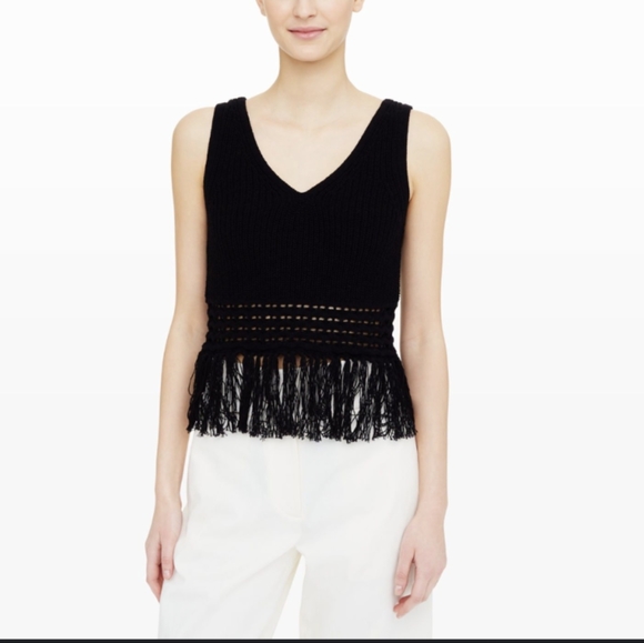 🔥Price Drop🔥New Club Monaco Women's Indya Fringe Sweater Tank - Picture 1 of 7